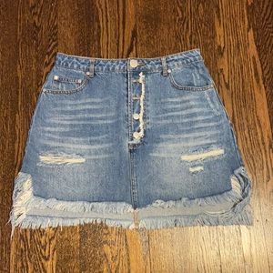 Signature8 Blue Distressed Denim Skirt